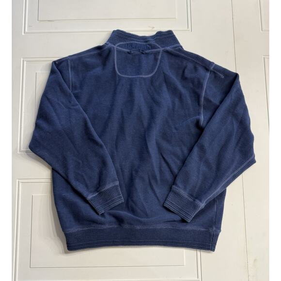 Tommy Bahama Jacket Men Large Blue Solid Full Zip Logo Pockets Knit Adult L - Picture 6 of 6